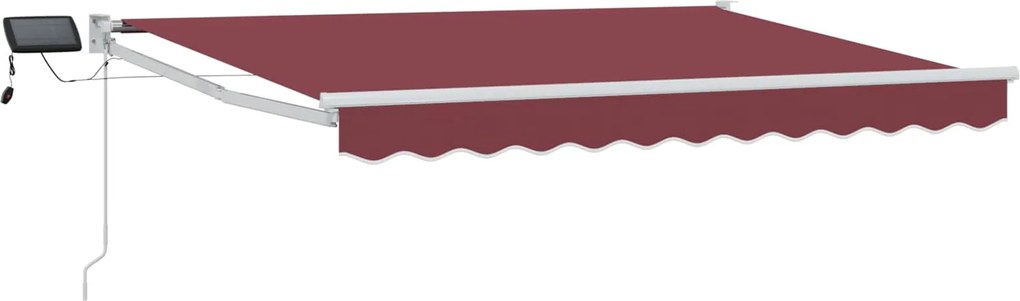 vidaXL Marchiză retractabilă manuală cu led-uri Roșu Burgund 3 x 2,5 m
