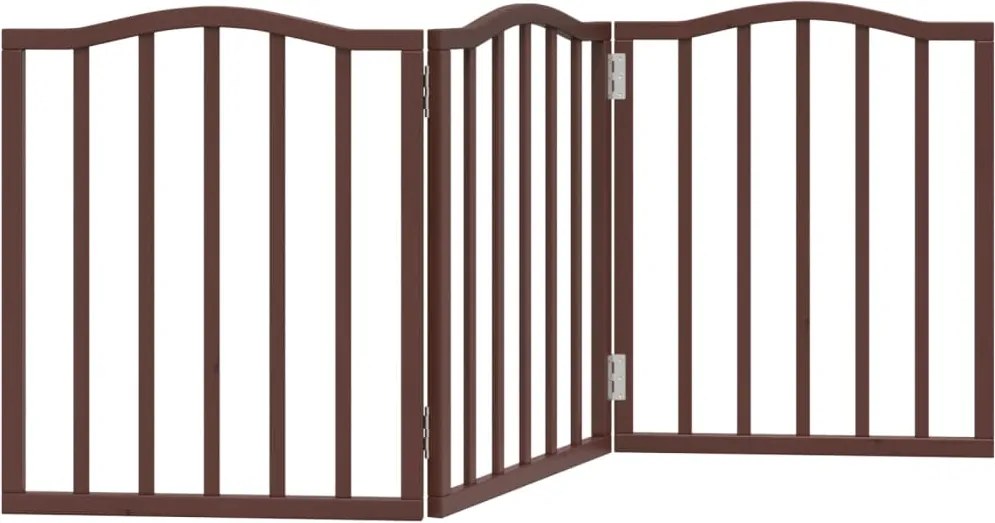 vidaXL Poartă de câini pliabilă 3 panouri stejar maro 150 cm lemn plop