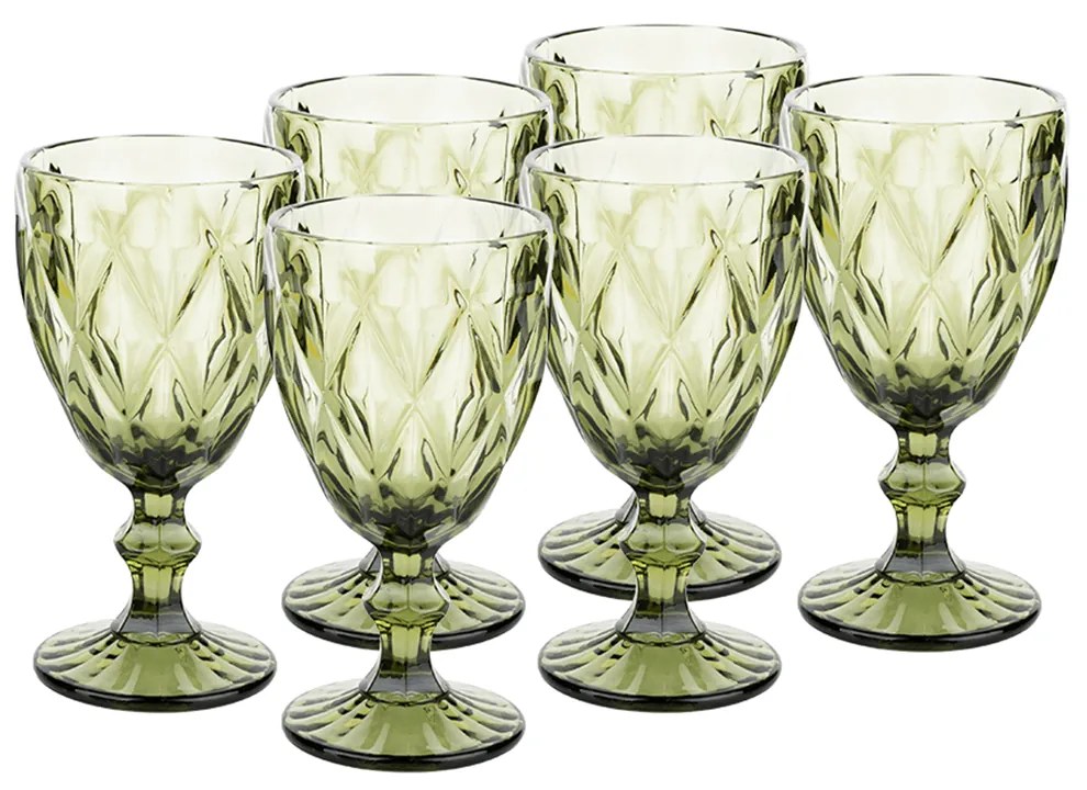 Set de pahare de vin, 6buc, 300 ml, verde, BAROLO TYPE 3