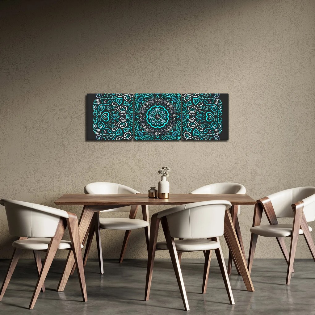 Tablou cu abstracție ornamentală (cu ceas) (90x30 cm)