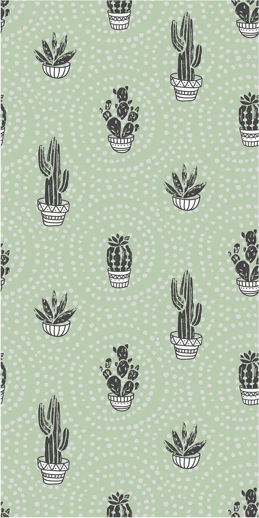 Tapet - Cactuși, fundal verde