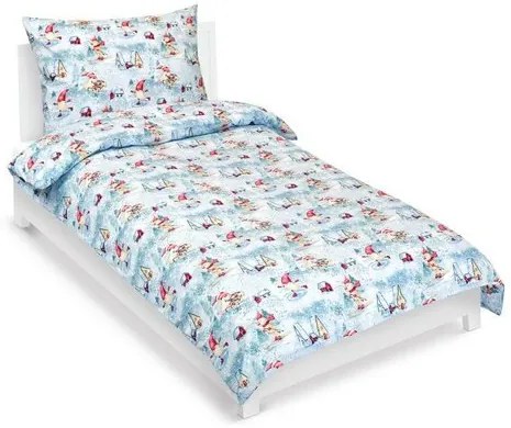 Bellatex Lenjerie de pat din bumbac de Crăciun Elfpe patine, 140 x 200 cm, 70 x 90 cm