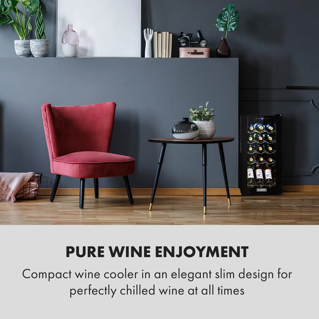 Shiraz 15 Slim Uno, frigider pentru vin, 44 l, tactil, 135 W, 5 - 18 °C, negru
