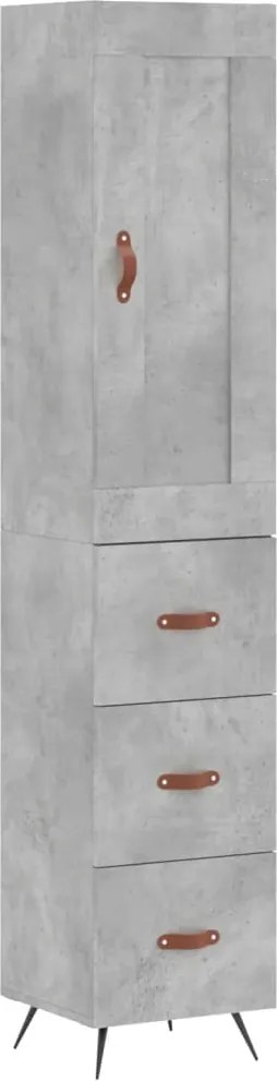 vidaXL Dulap înalt, gri beton, 34,5x34x180 cm, lemn prelucrat