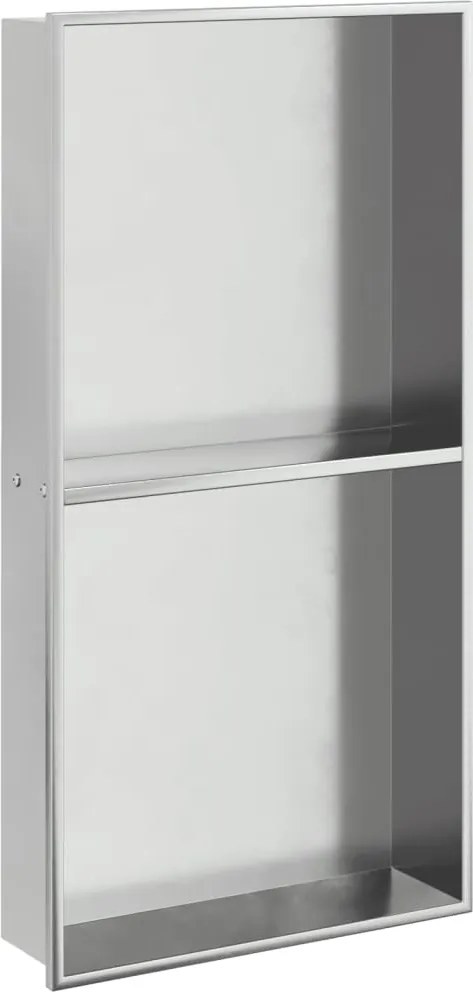 vidaXL Nișă de duș, argintiu periat, 32x62x9 cm, oțel inoxidabil