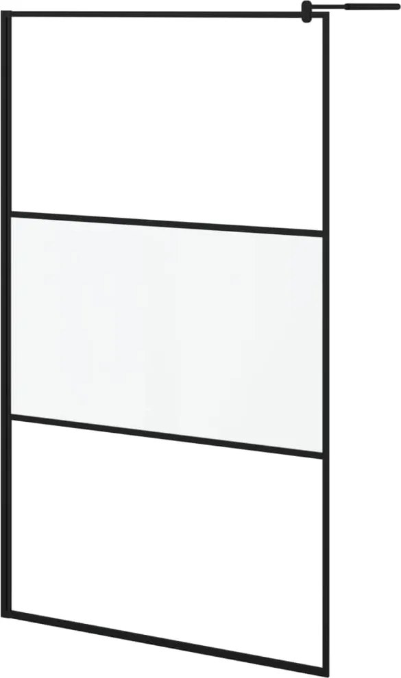 vidaXL Perete cabină duș walk-in negru 115x195 cm sticlă ESG semi-mată