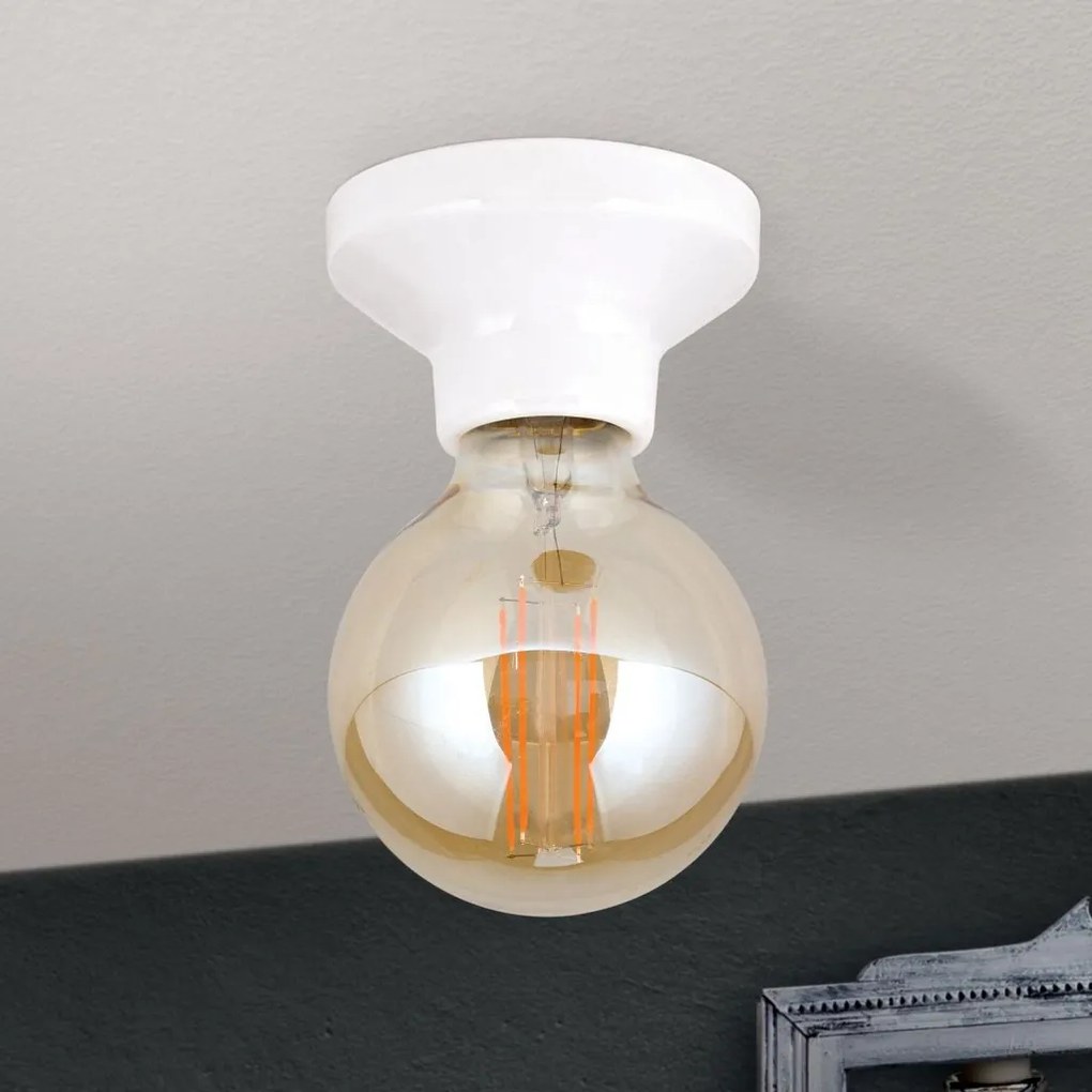 Mini Plafoniera din ceramica alba FROST
