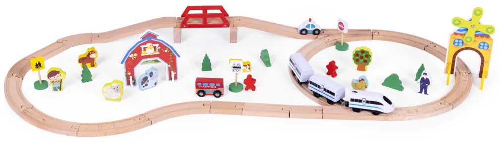 Set de trenuri agricole din lemn 53 de piese