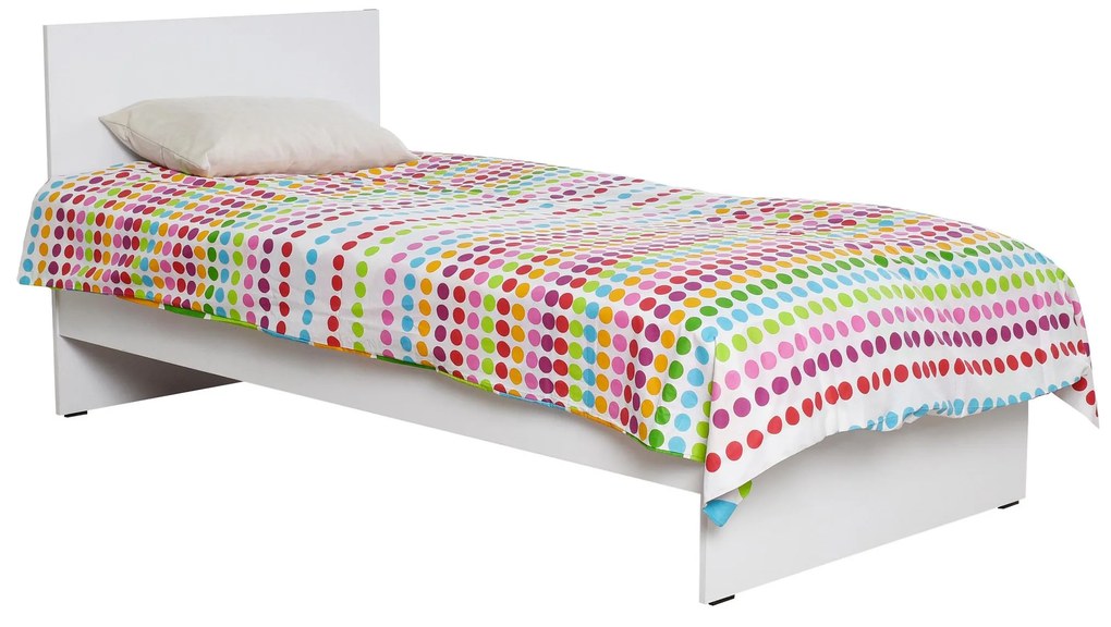Pat de o persoană 90 cm Vobima 1 (alb) (cu somieră). 1094823