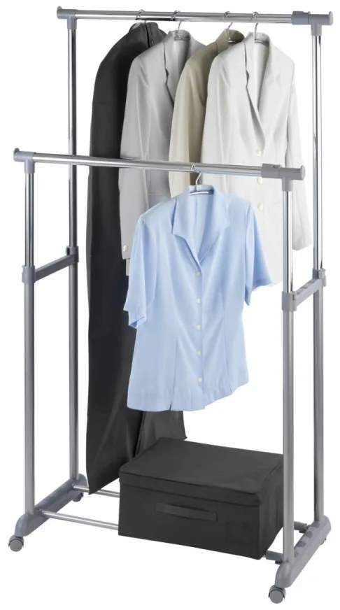 Suport umerase, Twin, Wenko, extensibil, 95 x 44 x 98 cm, otel cromat/plastic, argintiu