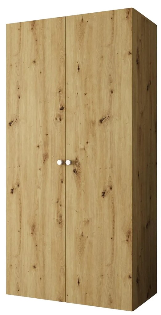 Dulap de haine 100 cm Parna 1 (Stejar artisan + Argintiu). 1125856