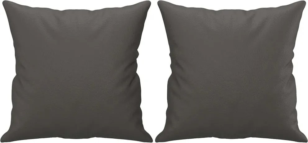 vidaXL Perne decorative, 2 buc., gri, 40x40 cm, piele ecologică