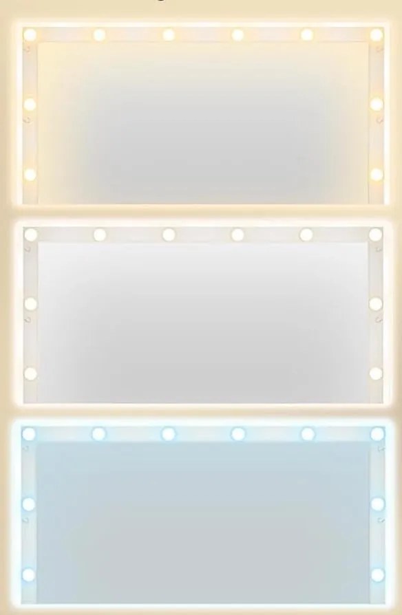 Masuta machiaj cu Oglinda LED si 5 Sertare pentru Cosmetice, Set Masa toaleta 108 cm, Alb, masuta cosmetica, vanity - SEA911