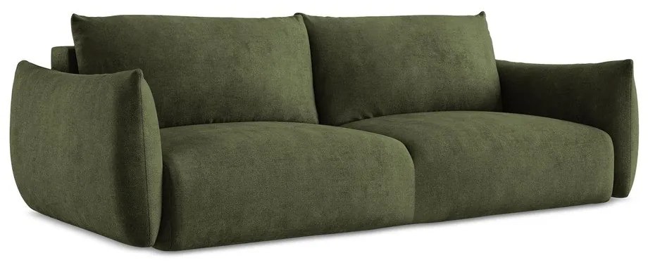 Canapea verde extensibilă cu tapițerie din chenille 230 cm Leila – Makamii