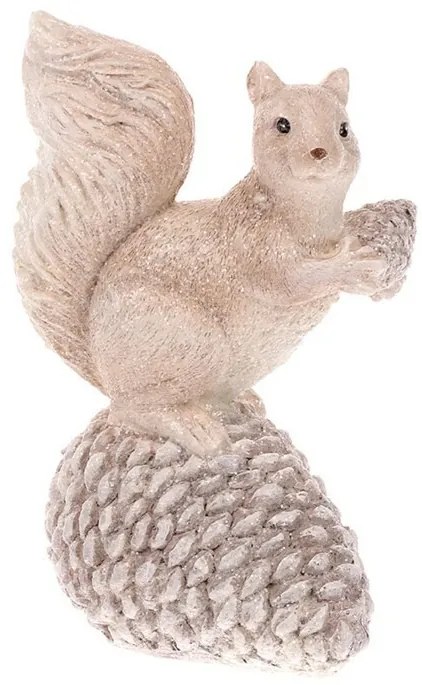 Decorațiuni de iarnă Veveriță cu con, poliresină
