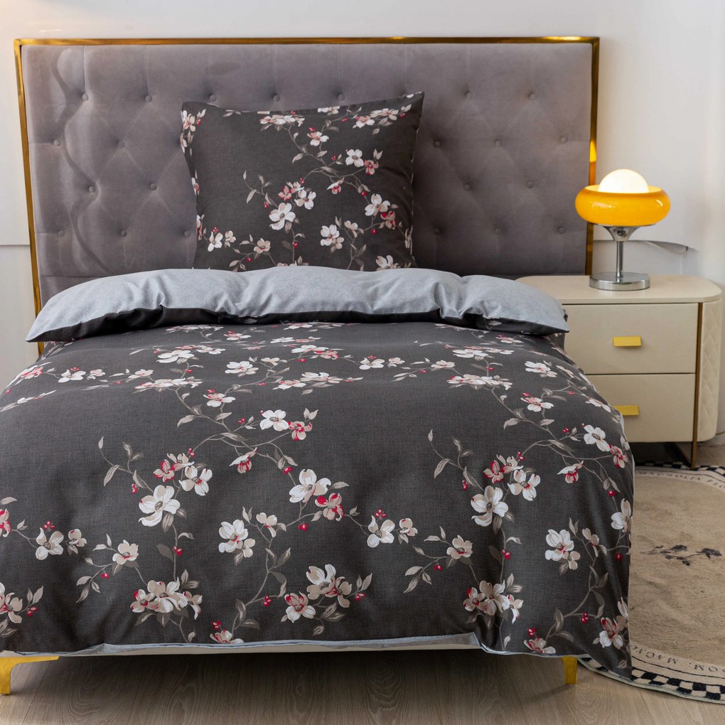 Lenjerie de pat din microfibra flanel BLOSSOM gri Dimensiune lenjerie de pat: 70 x 90 cm | 140 x 200 cm