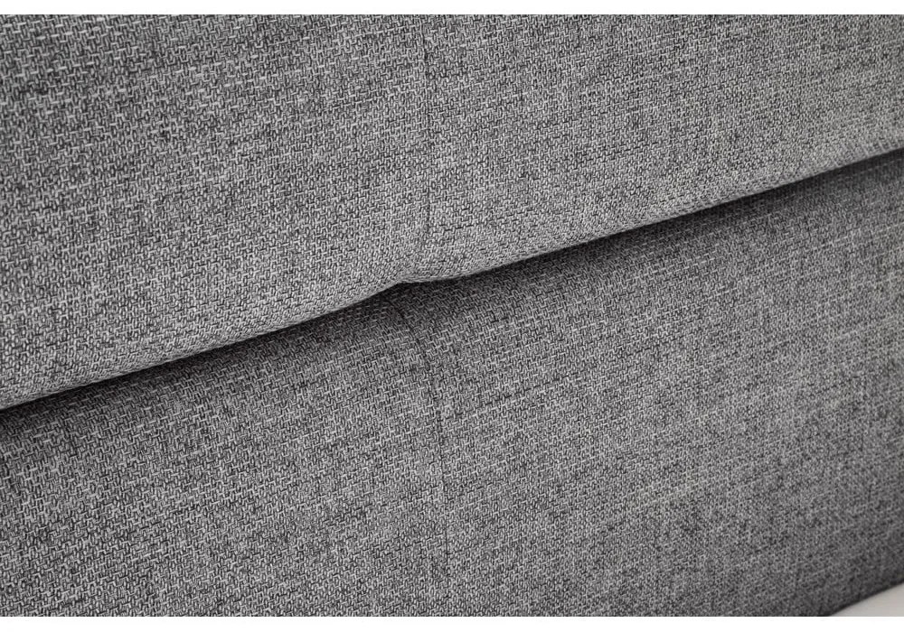 Pat matrimonial gri tapițat cu spațiu de depozitare cu somieră 180x200 cm Lotte – Meise Möbel