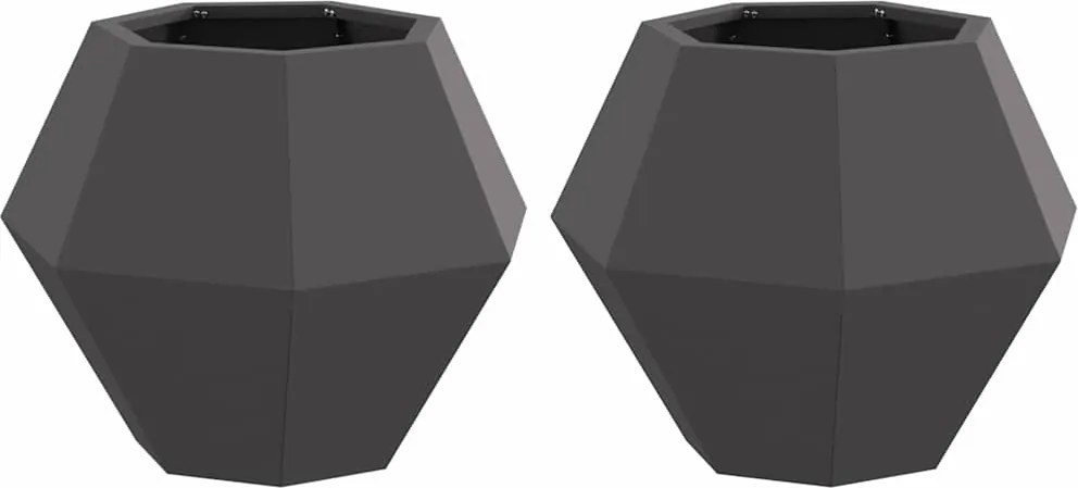 vidaXL Jardinieră 2 pcs Negru 50 x 50 x 40 cm Oțel