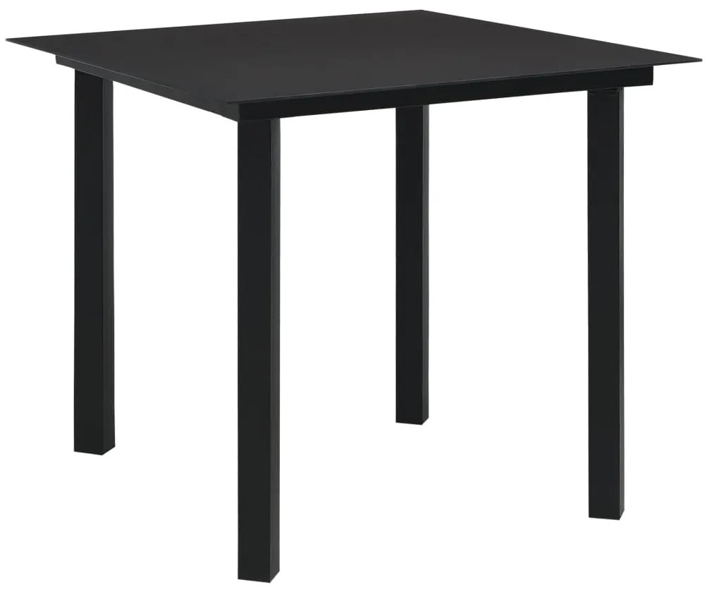 Set mobilier de exterior, 3 piese, poliratan si sticla Negru, Lungime masa 80 cm, 3