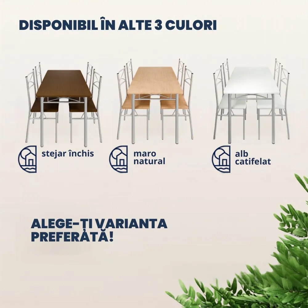 Set de mese de dining PAUL, 5 bucăți, maro stejar Jurhan
