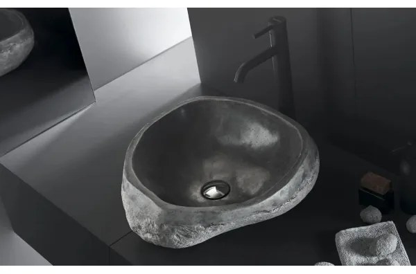 Bathco 00393 - Lavoar RIO pentru blat 52x47 cm piatră/gri