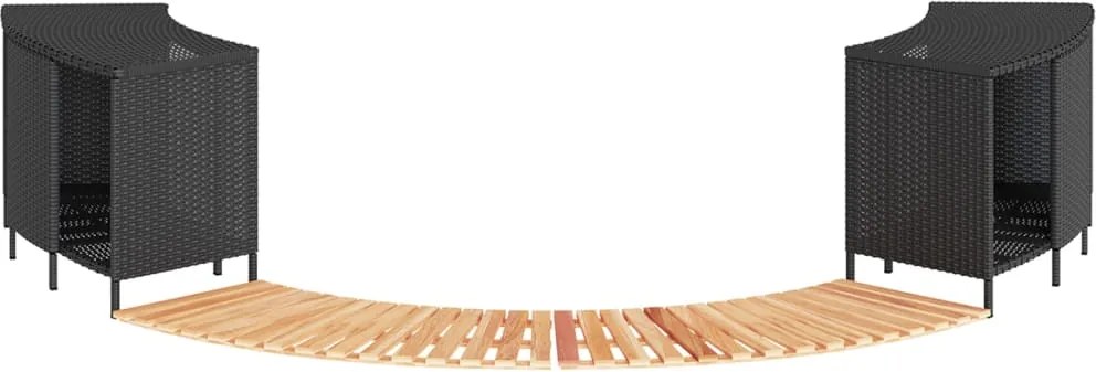 vidaXL Împrejmuire cadă cu hidromasaj, negru, poliratan / lemn acacia