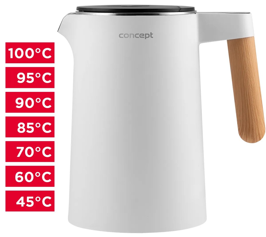 Fierbător electric Concept RK3300 inoxSalt & Pepper 1,5 l, alb