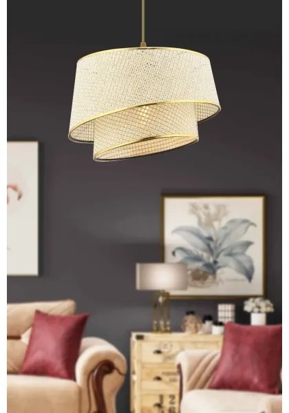 Pendul BARETTE pe cablu, 1xE27/60W/230V, crem/auriu