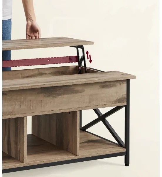 Masă de cafea NYRO cu blat rabatabil, maro/negru