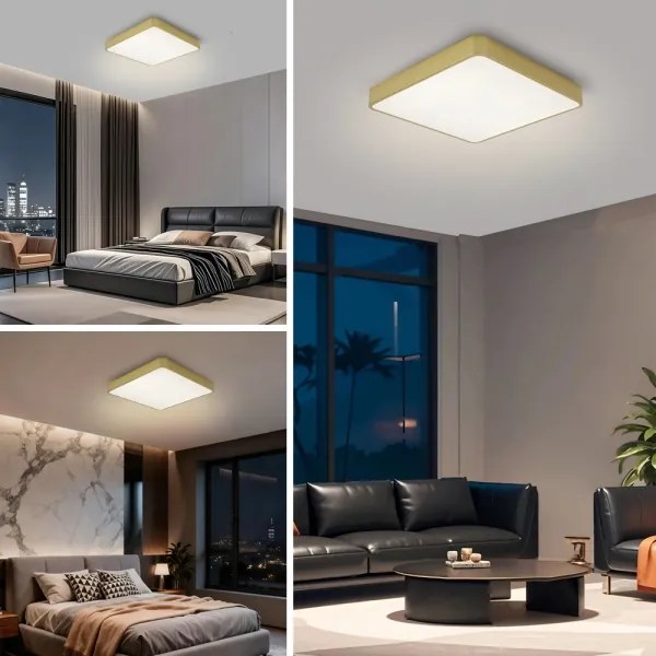 Brilagi - Plafonieră LED POOL, 48 W, 230 V, 3000/4000/6000 K, 50 x 50 cm, aurie