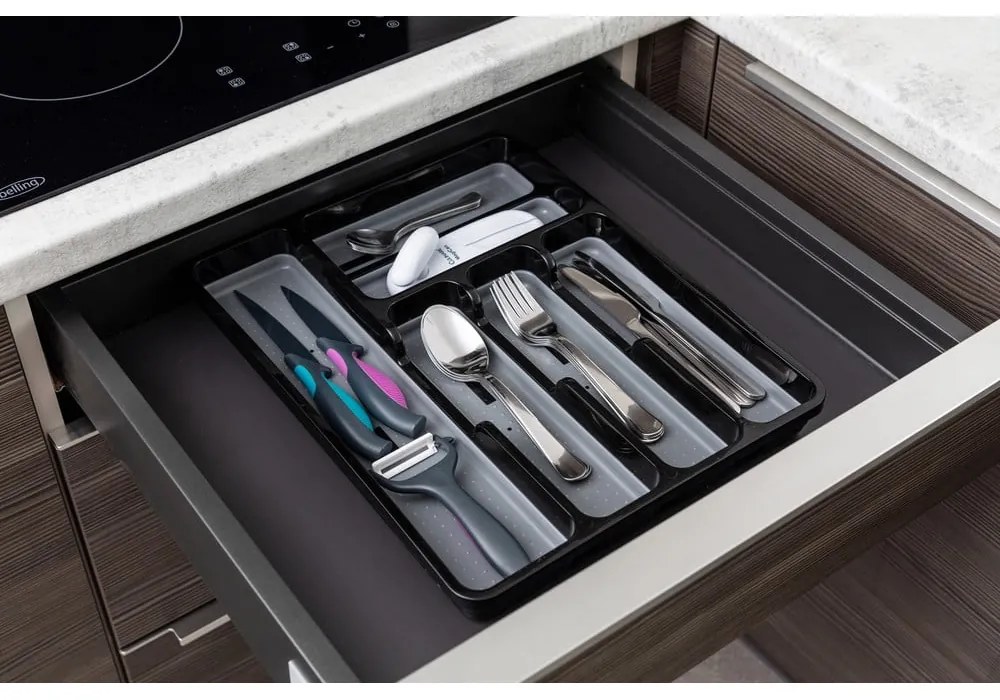 Organizator ustensile de bucătărie Addis Basic, negru-gri
