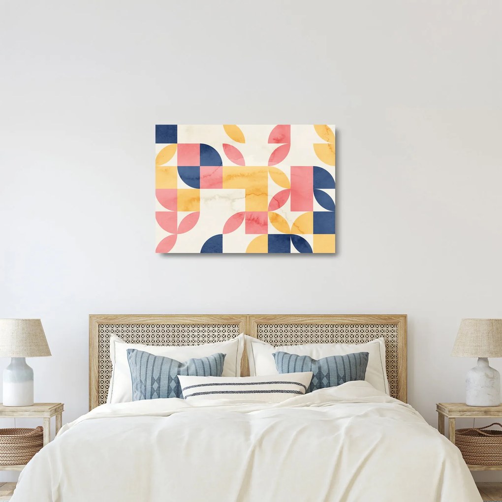 Tablou pe sticlă - Abstracție cu modele retro (70x50 cm)