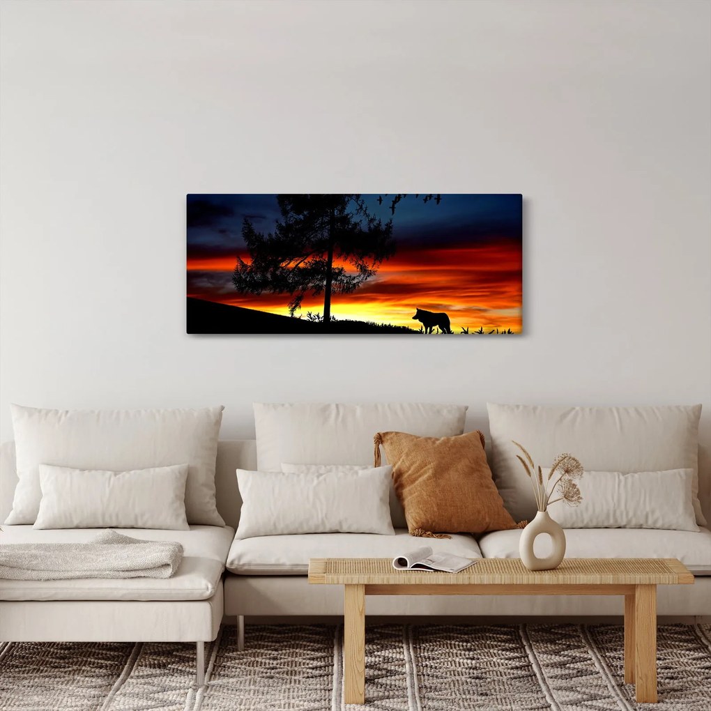 Tablou - Silueta unui lup (120x50 cm)
