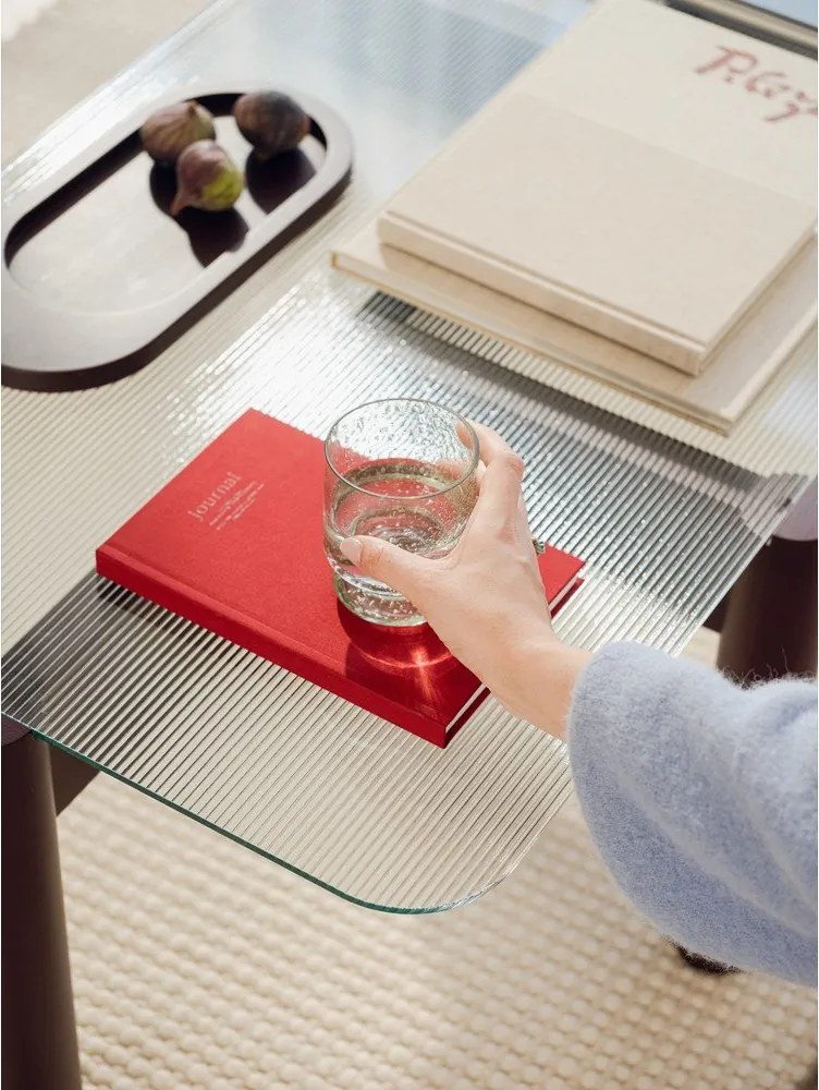 Măsuță de cafea burgundy cu blat din sticlă 55x105 cm Kob – noo.ma