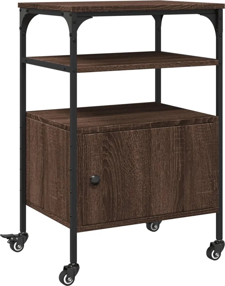 vidaXL Suport imprimantă, 3 niveluri, stejar maro, 50x40x76 cm, lemn