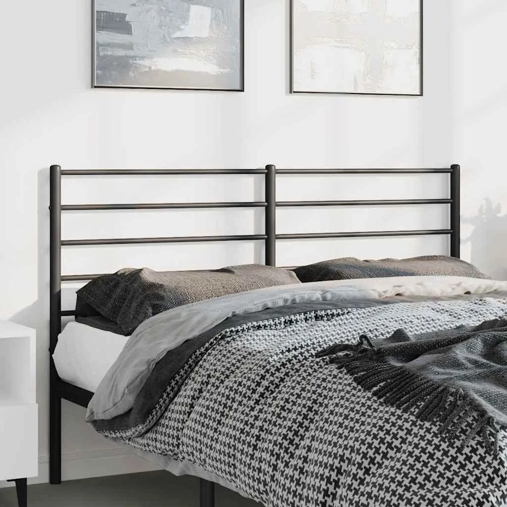 vidaXL Tăblie de pat metalică, negru, 150 cm