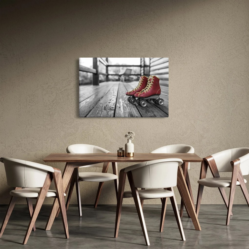 Tablou cu pantofi cu role vechi roșii (90x60 cm)
