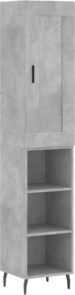 vidaXL Dulap înalt, gri beton, 34,5x34x180 cm, lemn prelucrat