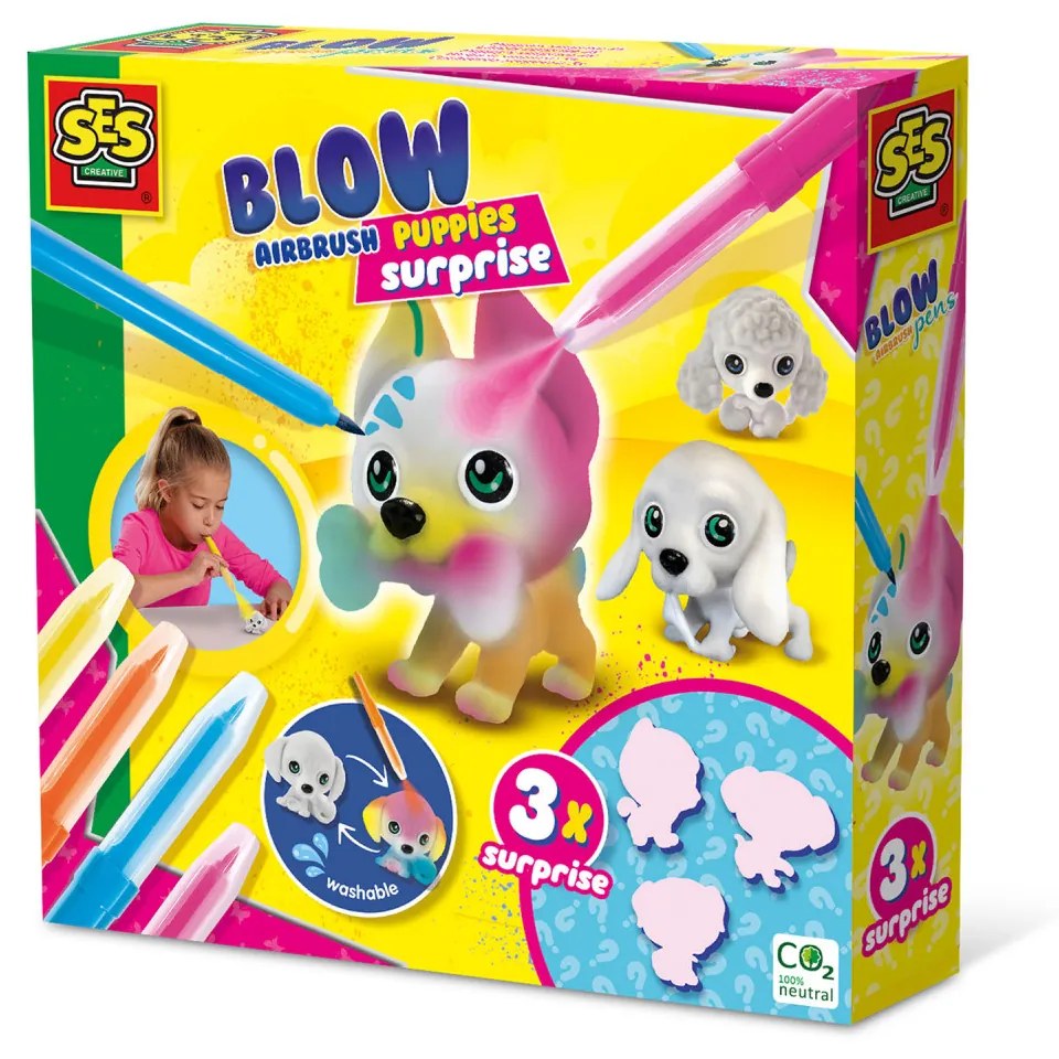 Set creativ - Desenez cu aerograf 3 catei surpriza