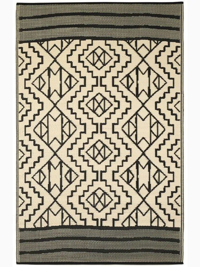 Covor reversibil pentru exterior din plastic reciclat Fab Hab Kilimanjaro Black, 120 x 180 cm, negru