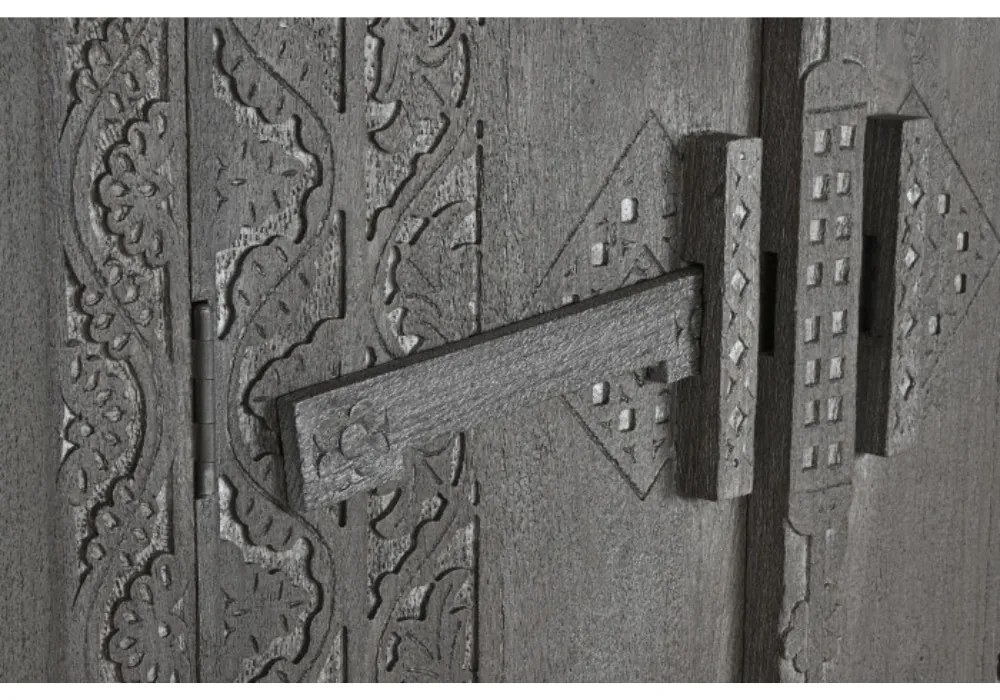 Dulap, gri, din lemn masiv sculptat, Arvane