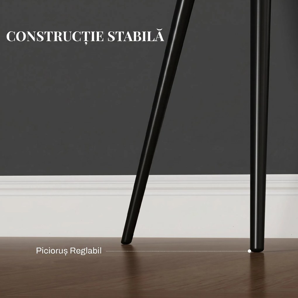 HOMCOM Set 2 Scaune Tapițate în Stil Nordic cu Brațe și Picioare din Oțel pentru Sufragerie, 54x57x80 cm, Negru | Aosom Romania