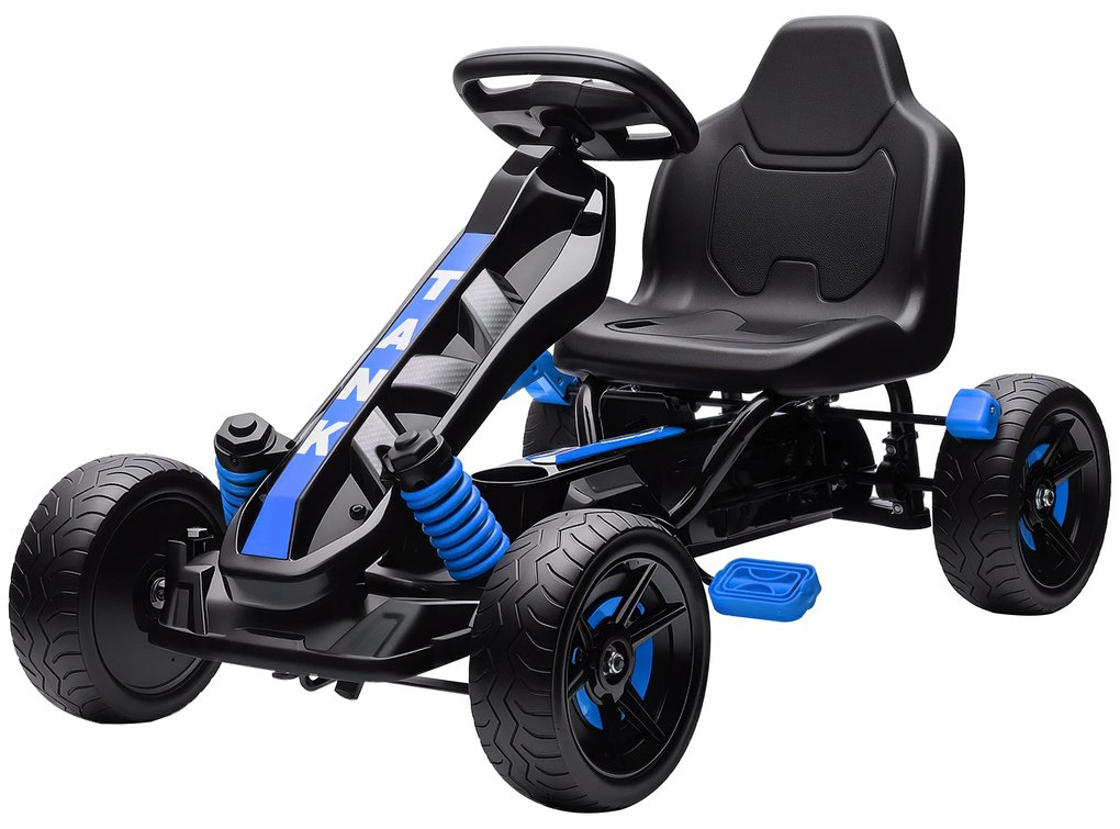AIYAPLAY Kart cu pedale pentru copii, karting copii 3-6 ani cu ambreiaj automat, frână, roți EVA antiderapante, albastru | Aosom Romania