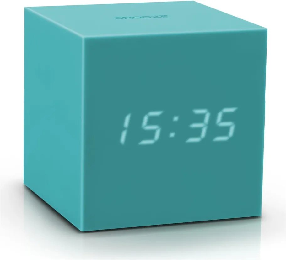 Ceas deșteptător cu LED Gingko Gravity Cube, turcoaz