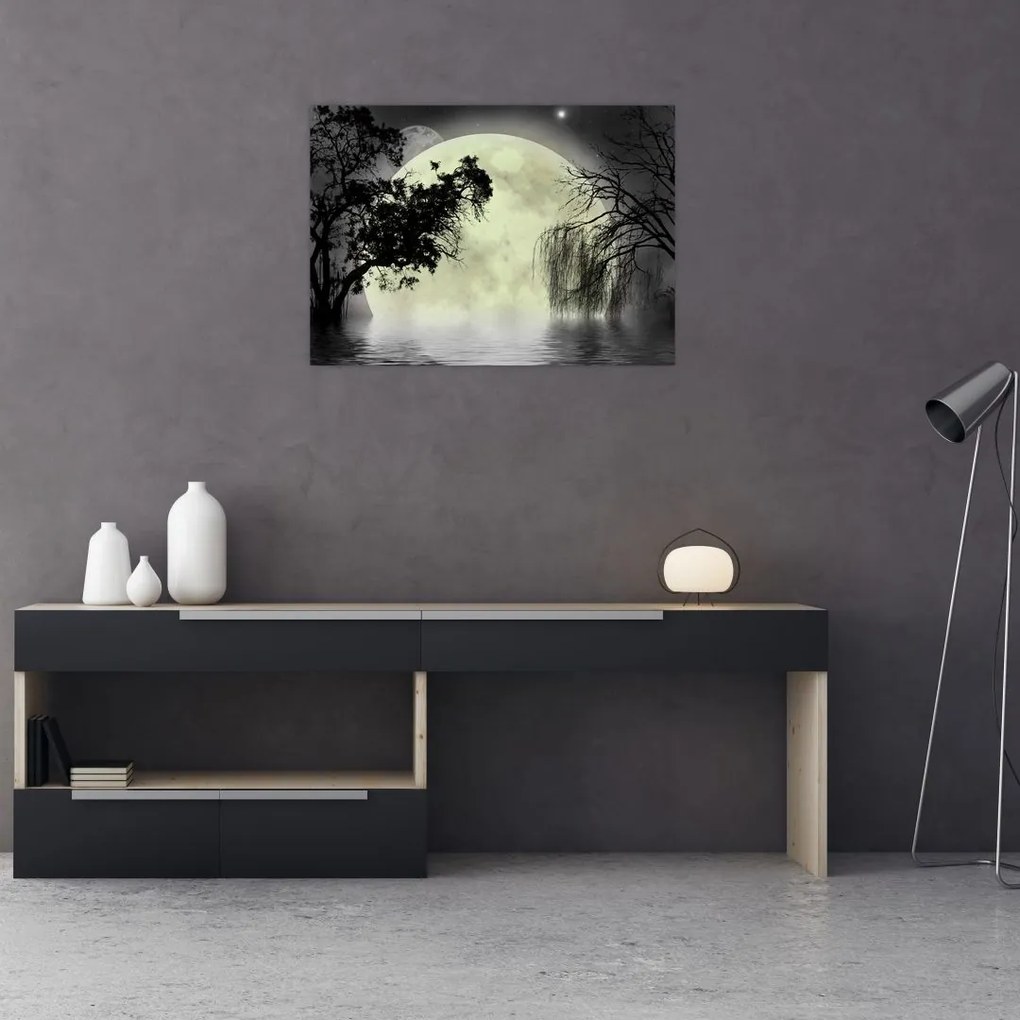 Tablou - Lună plină deasupra apei (70x50 cm)