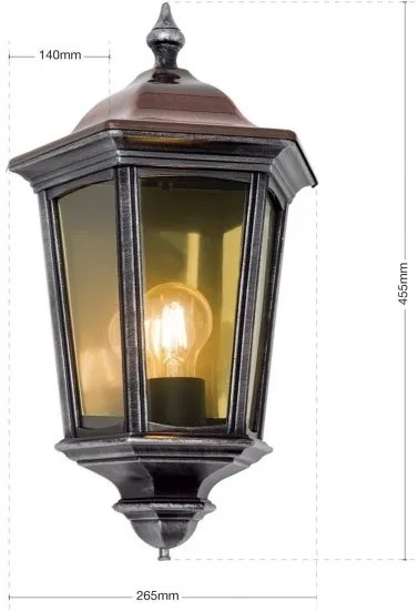 Aplica de perete exterior stil clasic IP44 Hermine AL 11K/82515/A schwarz-silber OR