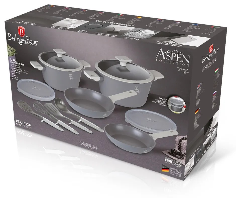 Set oale si tigai marmorate 12 piese Aspen Collection Berlinger Haus BH 7077