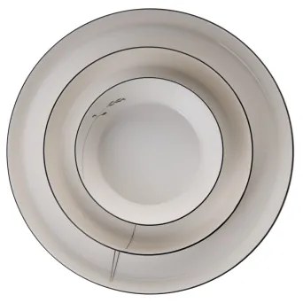 Set de veselă 27 piese din porțelan, alb/negru