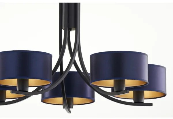 Jupiter 2101 - Lustră cu lanț ARTHUR 5xE27/15W/230V albastru/negru