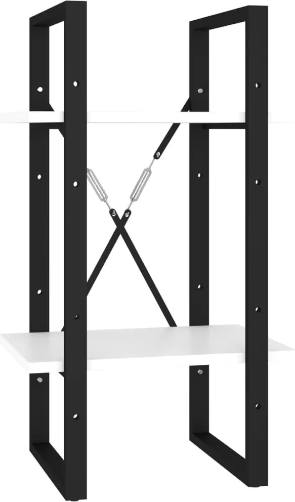 vidaXL Bibliotecă cu 2 rafturi, alb, 40x30x70 cm, PAL